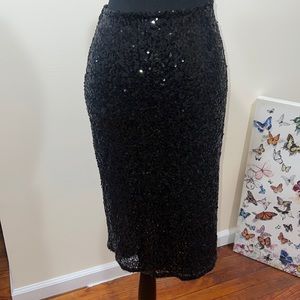 Halogen Black Sequin Pencil Skirt